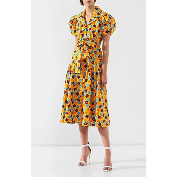 LHD Glades Dress Retro Yellow Floral - Picture 1 of 6